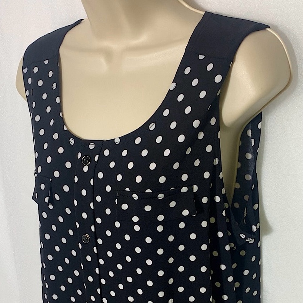 Diana Belle Black Polka Dot Button down tank top - Picture 6 of 10